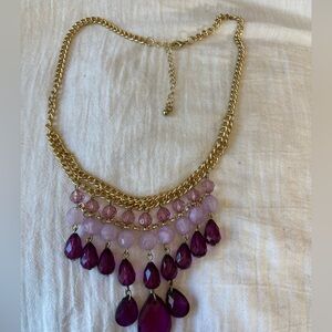 Pink & Purple Beaded‎ Cascading Necklace